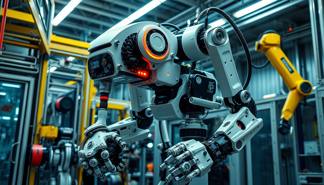 What types of actuators are commonly used in industrial robots?